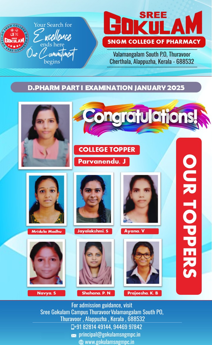 Our Toppers-D.Pharm Part I Examinations-April 2025